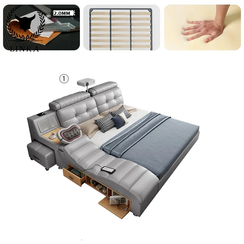 

Customize smart bed frames massage music tatami design with adjustable headrest bed frame