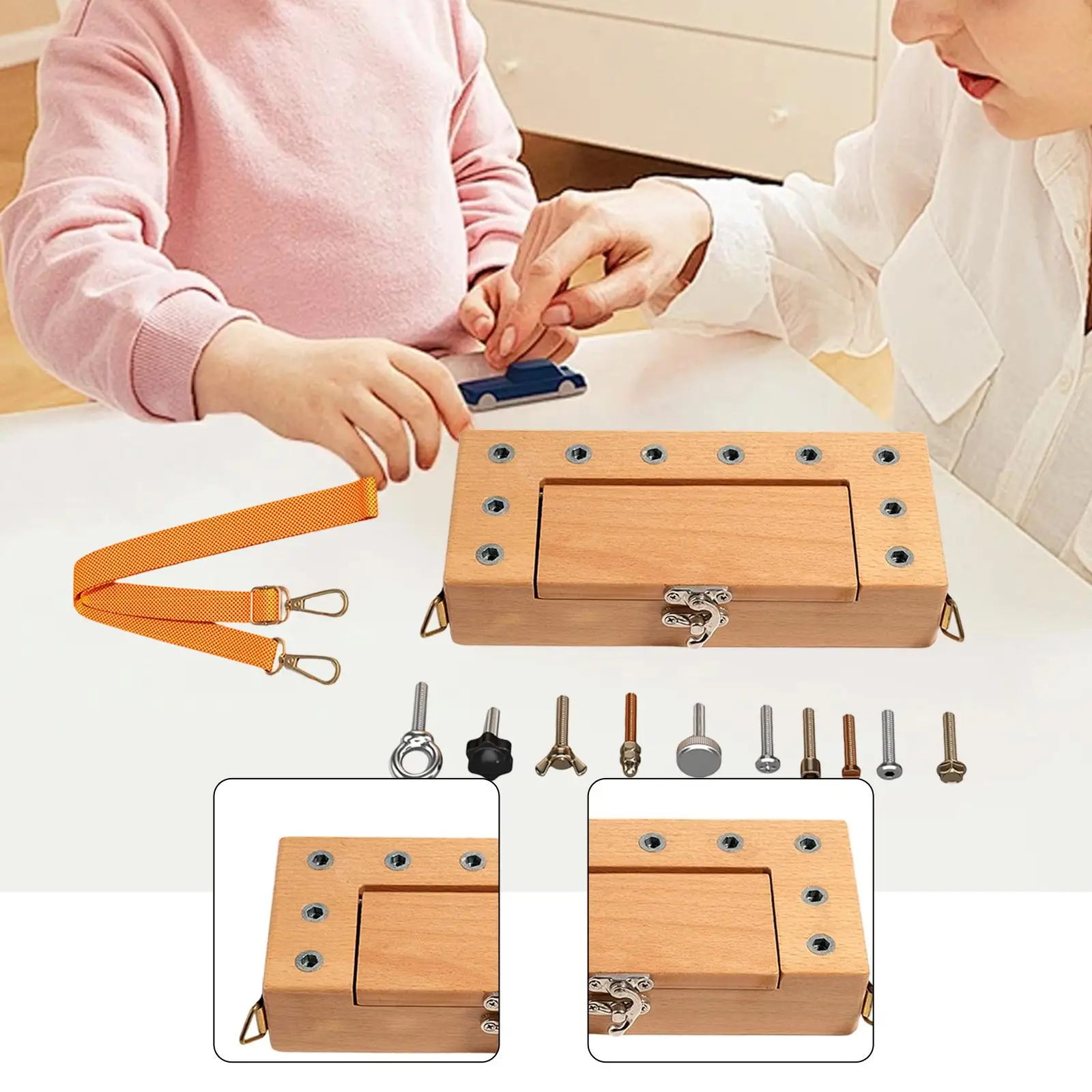 15피스 여행용 스크류드라이버 보드 세트 (스트랩, 렌치, 너트, 볼트 포함) 2세, 3세, 4세, 5세 어린이를 위한 감각 장난감, 크리스마스 선물