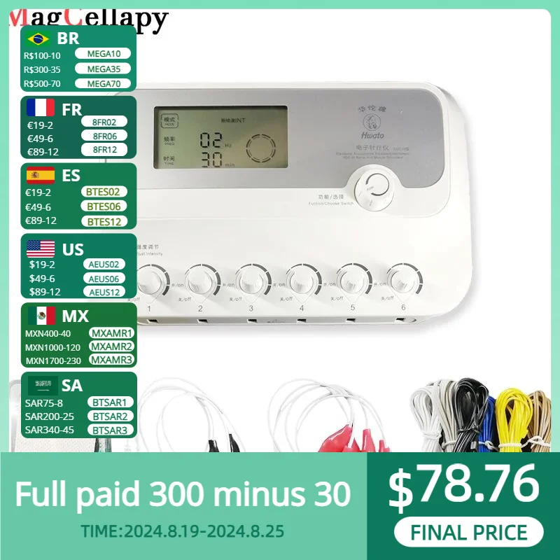 6 Channels Low-Frequency Electro Acupuncture Stimulator Needle Treatment for Nerve and Muscle
