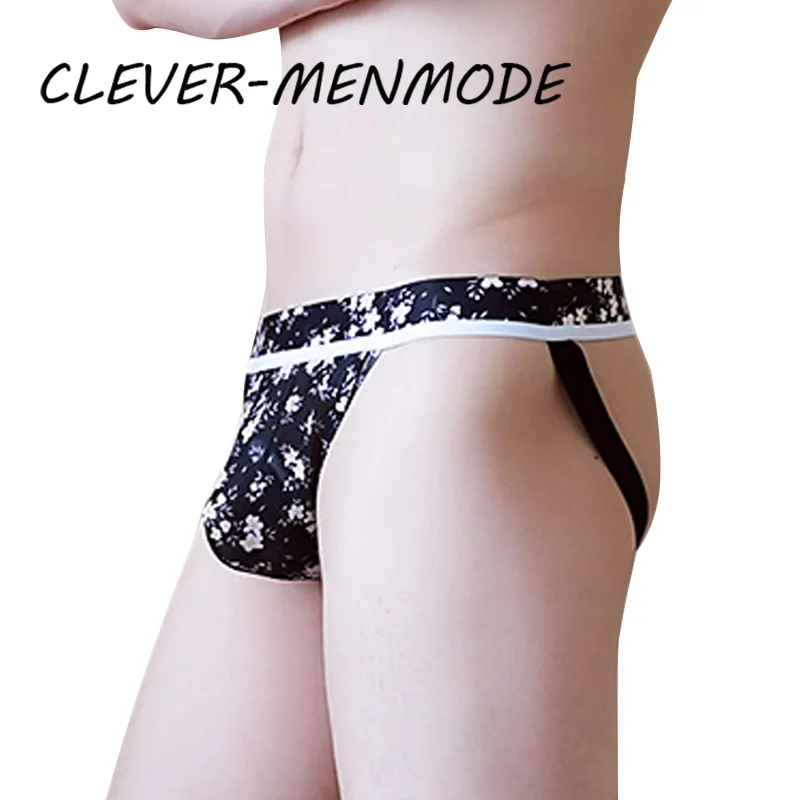 

CLEVER-MENMODE Sexy Men's Underwear Bib Bulge Pouch Thong Breathable Mesh Panties U Convex Soft Underpants Low Rise Jockstrap