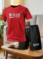 Ensemble de costume pour homme 2 pièces, ensemble décontracté et confortable pour homme, comprenant un t-shirt et un short, adapté aux activités sportives et de fitness, été 3