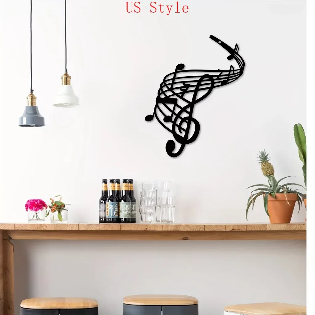 

Music Notes Wall Art Metal Home Decor, Black Wall Hanging Signs, Wall Sculpture Home Bedroom Kitchen Garden Housewarming Gift Ga