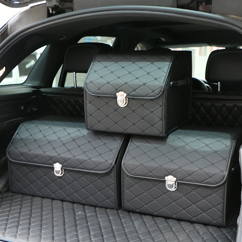 Kaufe Zusammenklappbarer Mehrzweck-Kofferraum-Aufbewahrungsorganisator mit  großer Kapazität und Deckel, tragbare Auto-Aufbewahrungstasche, Kofferraum- Organizer