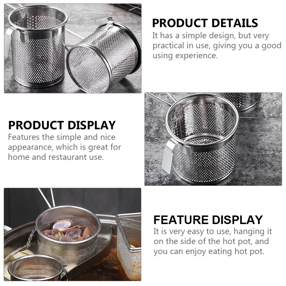 Luxshiny Netzsieb Für Hot Pot – Edelstahl Sieb Für Zwiebelringe, Tee, Nudeln, 16,5 X 8 X 9 Cm
