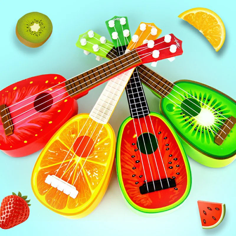 Plastic Ukulele Mini Simulation Fruit Style Stringed Instruments Beginners Children Toys Lovely Cartoon Enlightenment Puzzle TMZ ukulele set