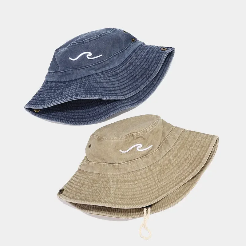 2025 Cotton Embroidered Pattern Bucket Hats Outdoor Hiking Fisherman Hat Travel Mountain Climbing Sun Cap for Men and Women 60cm 3