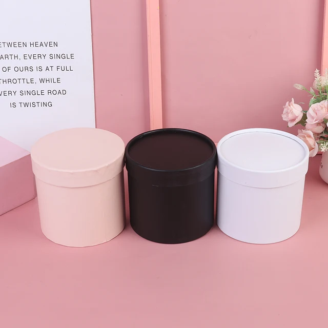 12*12cm Round Flower Paper Boxes Lid Hug Bucket Florist Gift Packaging Box Portable Gift Candy Bar Boxes Party Wedding Supply