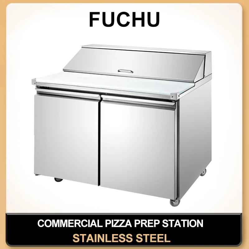 Commercial Refrigerator Sandwich Salad Prep Table 2 Door Stainless Steel Counter Fan Cooling for Restaurant Bar Shop