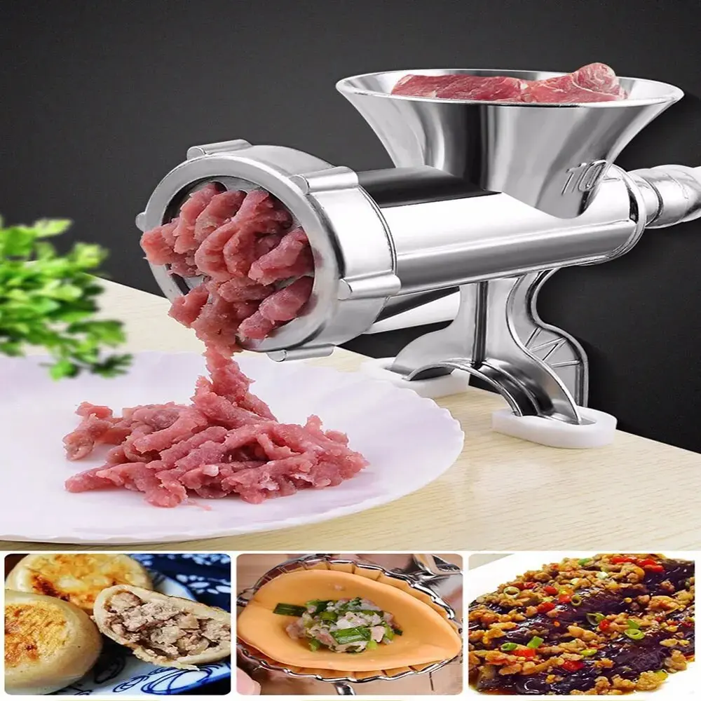 Description Picture 4 of item1PC Manual Meat Grinder Silver Aluminum Alloy Powerful Home SausageVegetable Chopper Pepper Kitchen Appliances