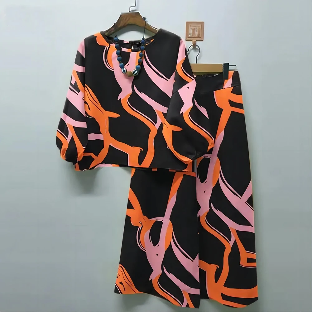 

Wide Leg Pants Suit Women Blouse Set Casual Bohemian Female Floral Printed Sets Printing Spring Summer Vintage
