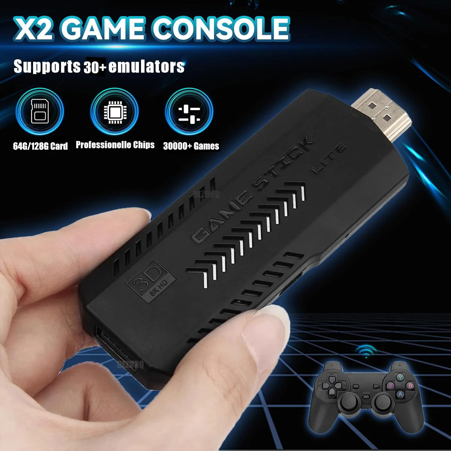 Nouveau X2 Game Stick 4K 3D HD Rétro Console De Jeu Vidéo Contrôleur Sans Fil Jeu TV Play 256G 58000 Jeux Rétro Cadeau Pour Enfants