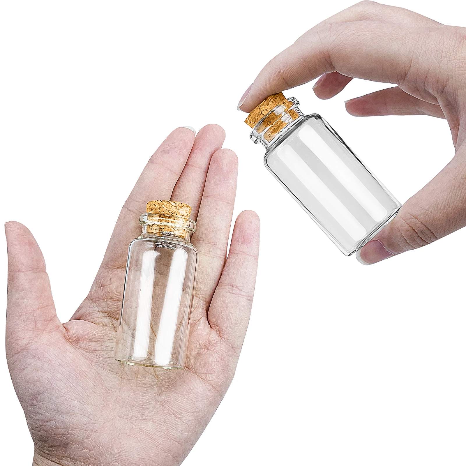Mini Glass Bottles 25ML Clear With Cork Stopper Wish Bottle Tiny Jars Hanging Decoration Wedding Decor Vials