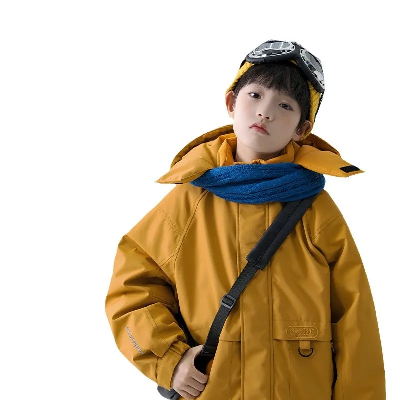 Winter 90 White Duck down Children's down Jacket Three-Proof Shell Jacket Sports Coat Cotton-Padded Cotton-Padded Coat