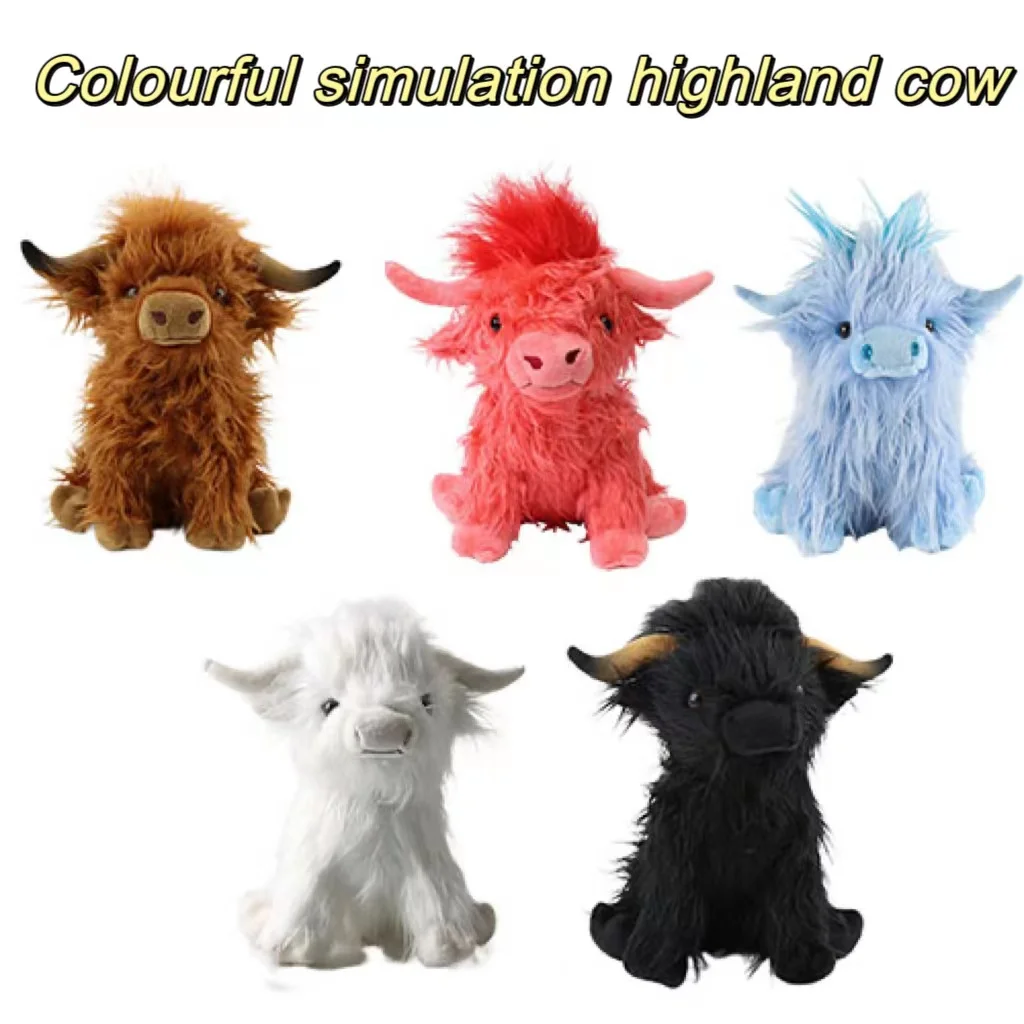

Красочная имитация Highland, корова, плюшевая игрушка, мягкие зверушки, корова, плюш, детские игрушки, подарок на день рождения для детей, мальчиков и девочек