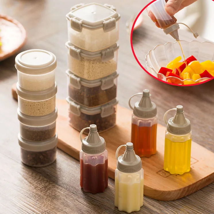 4PCSETMiniSqueezeBottleLunchBoxPlasticCondimentBottleKetchup