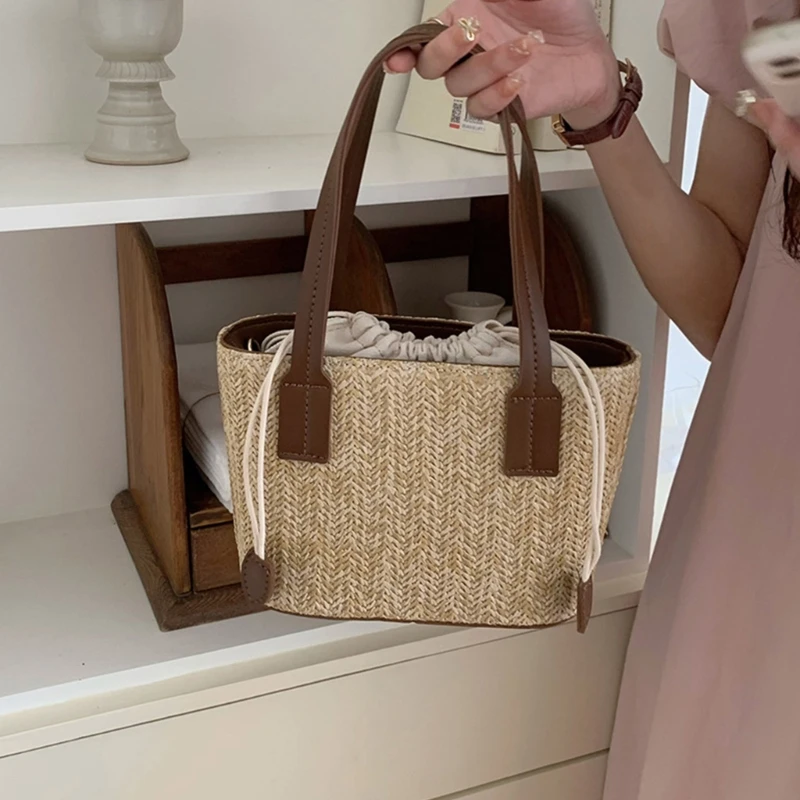 Women Straw Shoulder Bag Large Capacity Crossbody Bag Hand-woven Handbag Fashion Summer Beach-Bag Trendy Bag E74B
