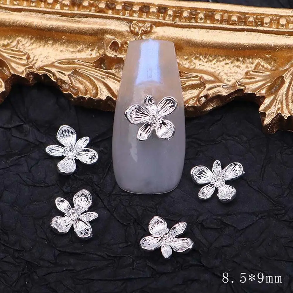 Gold Silver Flowers Manicure Accessories Nail Rhinestones Nail Art Jewelry Bow Nail Decorations 3D Nail Art Drills