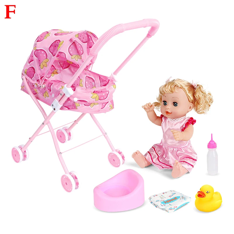 

Baby Doll Stroller Applicable for 9-12inch Reborn Dolls or 25-30CM Baby Dolls, Kids Girls Furniture Playset Toy Nursery Bedroom
