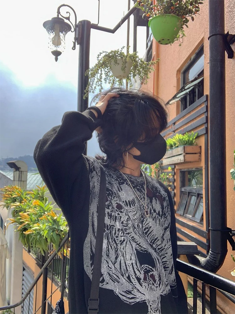 Unisex Gothic Retro Strickpullover Y2K Punk Vibes - true deals club