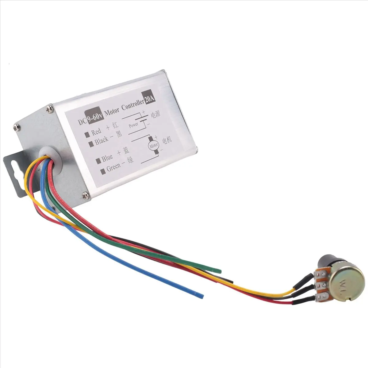 WSFS 10X 모터 속도 컨트롤러 DC9V 12V 24V 48V 60V 20A PWM 모터 속도 컨트롤러 레귤레이터 드라이버 0-1200W
