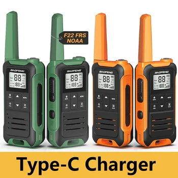 4PCS BAOFENG F22 Mini Walkie Talkie FRS Type-C Charger NOAA Long Range Portable Handheld Two Way Ham Radio for Kids Camping 1