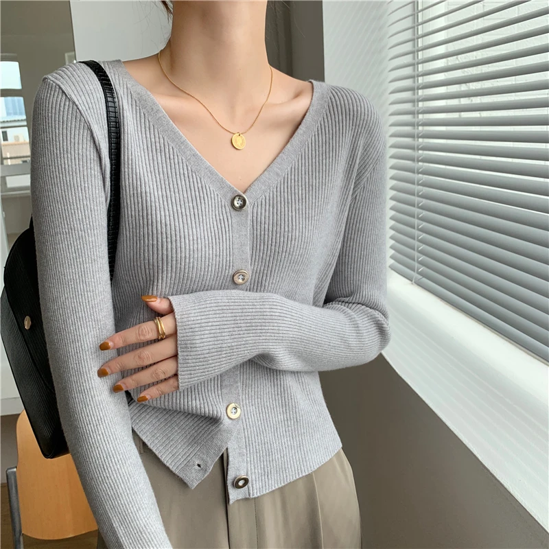 Croysier Cardigan 2021 Fashion Clothes Women Autumn Winter V Neck Long Sleeve Casual Sweater Button Up Knitted Cardigan Sweaters oversized sweaters