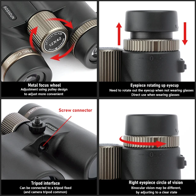 12x42 Binoculars Professional ED Lens Telescope Powerful Long Range BAK4 Prism For Hunting Outdoor Camping IPX7 Waterproof 5