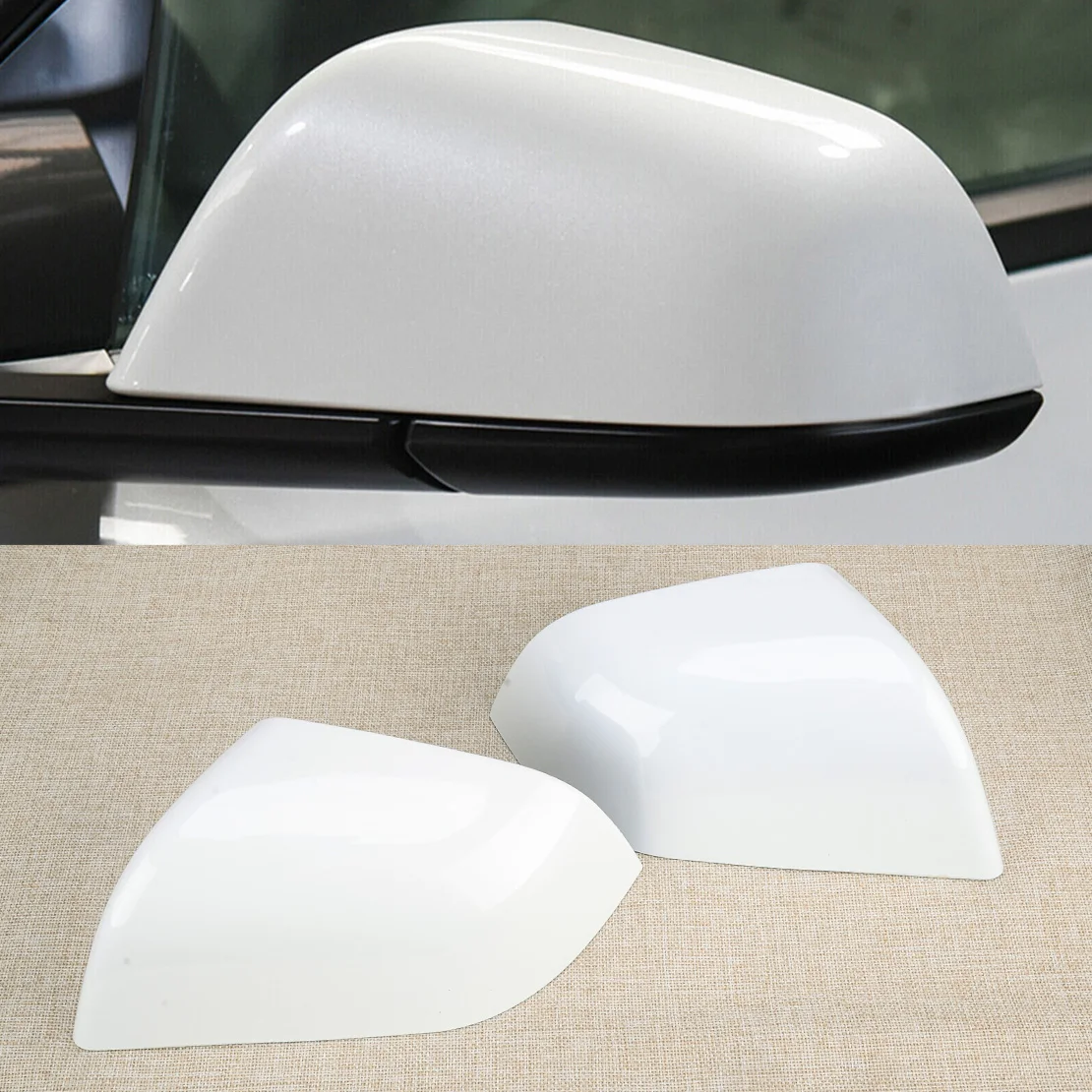 

1 Pair Car Side Rearview Mirror Casing Cover White ABS Cap Fit for Tesla Model 3 2017 2018 2019 2020 2021 2022