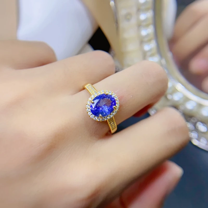 

Natural Tanzanite Rings for women silver 925 jewelry luxury gem stones 18k gold plated free shiping items Party Gifts