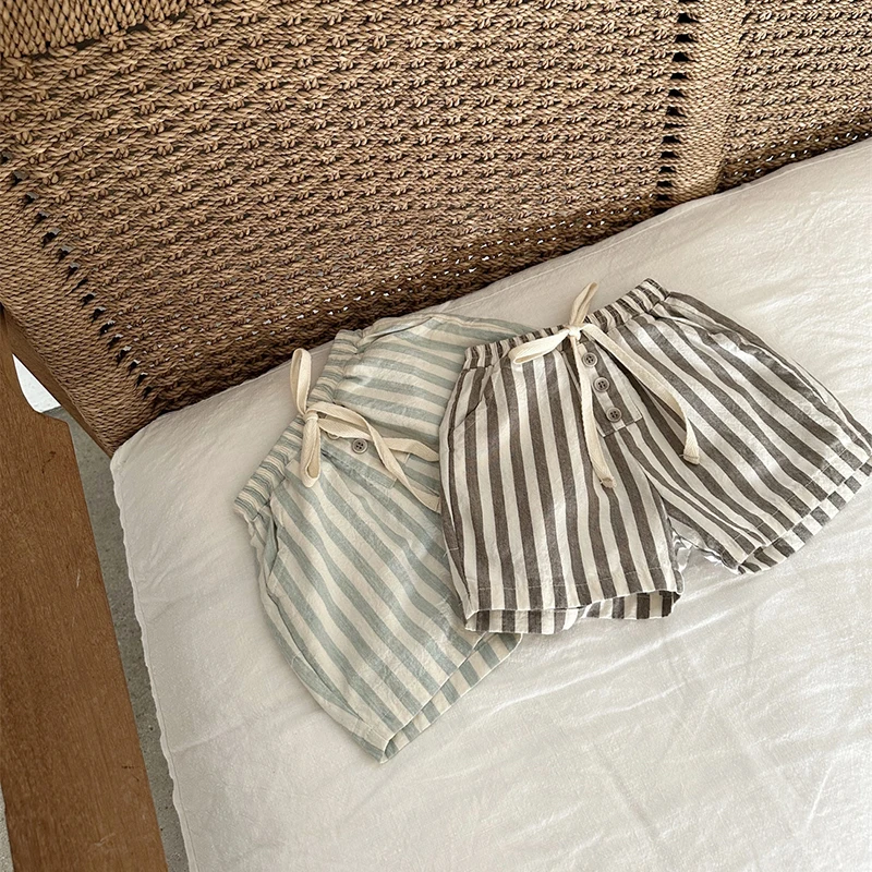 Striped Linen Baby Shorts 2