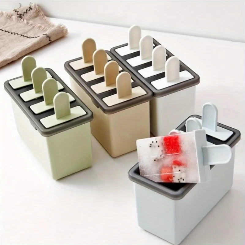 Family Ice Cream Popsicle Mold Set, 4 Homemade Popsicles, Used To Make Ice Cream Models for Cold Drinks