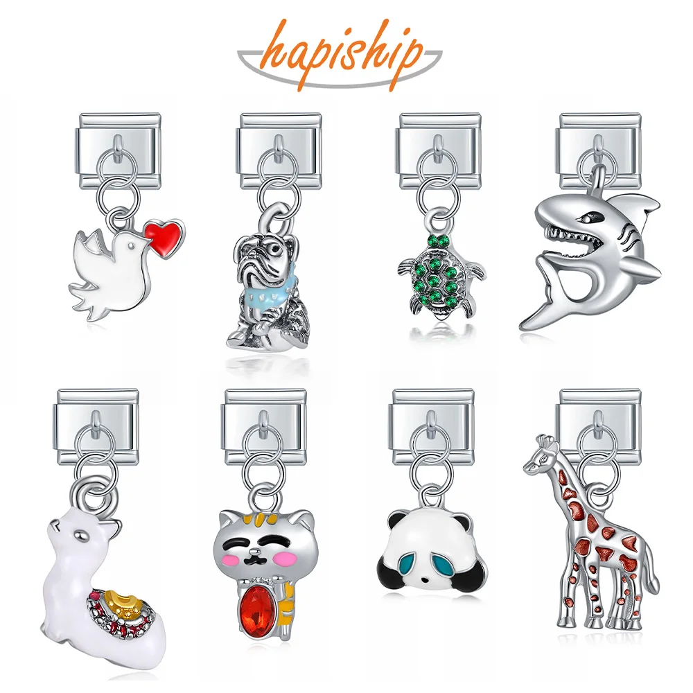 Charm Bracelet Hapiship Original Daisy Giraffe Dove Dog Alpaca Tortoise Cat Italian Charm Fit 9mm Stainless Steel Jewelry Making DJ277