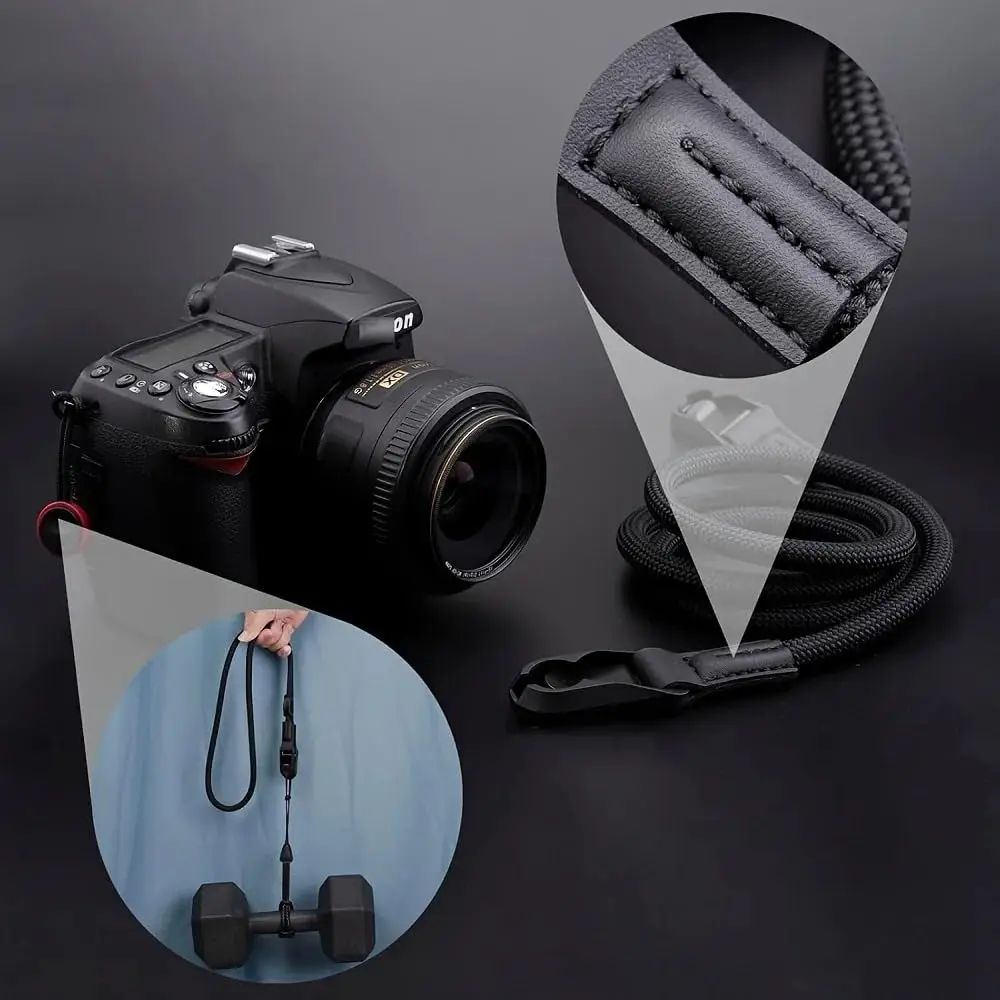 퀵 릴리스 원형 로프 카메라 스트랩, DSLR 미러리스 카메라용 빠른 탈부착 어깨 및 목 스트랩, 조절 가능