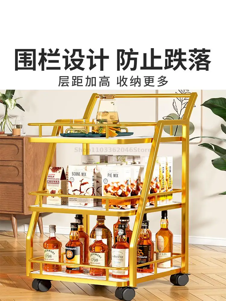 European Light Luxury Mobile Trolley Food Truck Restaurant Delivery Dining Car Tableware Storage And Push Drivers To Push The