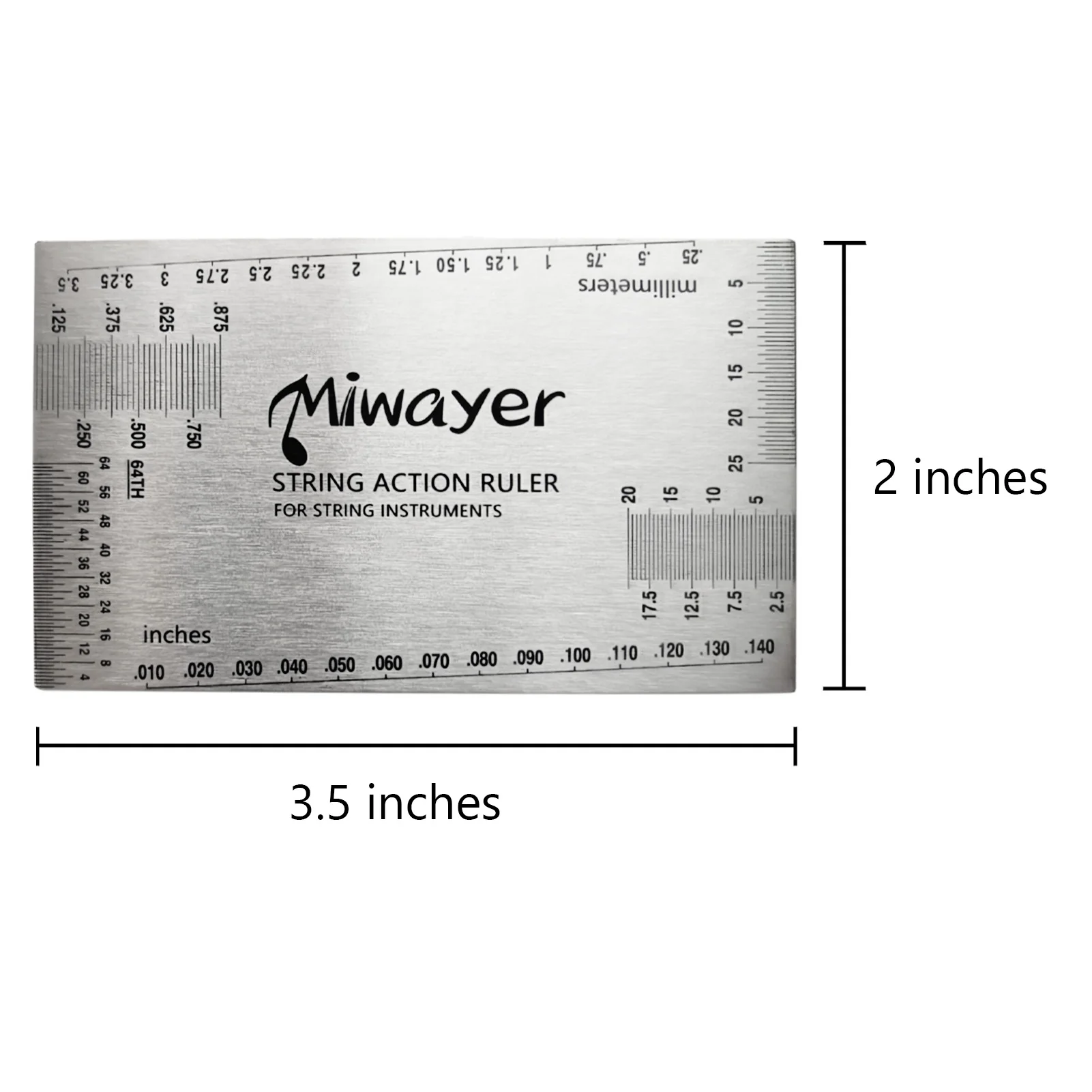 Miwayer String Action Lineal Gauge Gitarrenreparaturwerkzeug für Gitarrenbauer, passend für Gitarre, Ukulele, Bass, Banjo, Mandoline – Detail 3