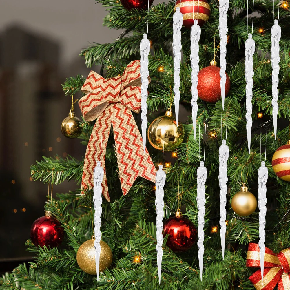 Christmas Simulation Icicle Pendants Transparent Icicles Decor Clear Crystal Twisted Icicle for New Year Winter Decoration