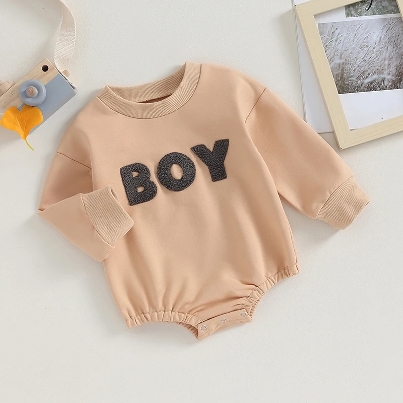 

Newborn Infant Baby Boy Fall Clothes Long Sleeve Sweatshirt Romper Crew Neck Bodysuit