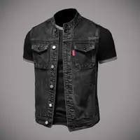 2024 nouvelle veste en jean pour hommes gilet de moto rétro mode vêtements d'équitation de moto décontracté polyvalent gilet en jean vêtements pour hommes 3