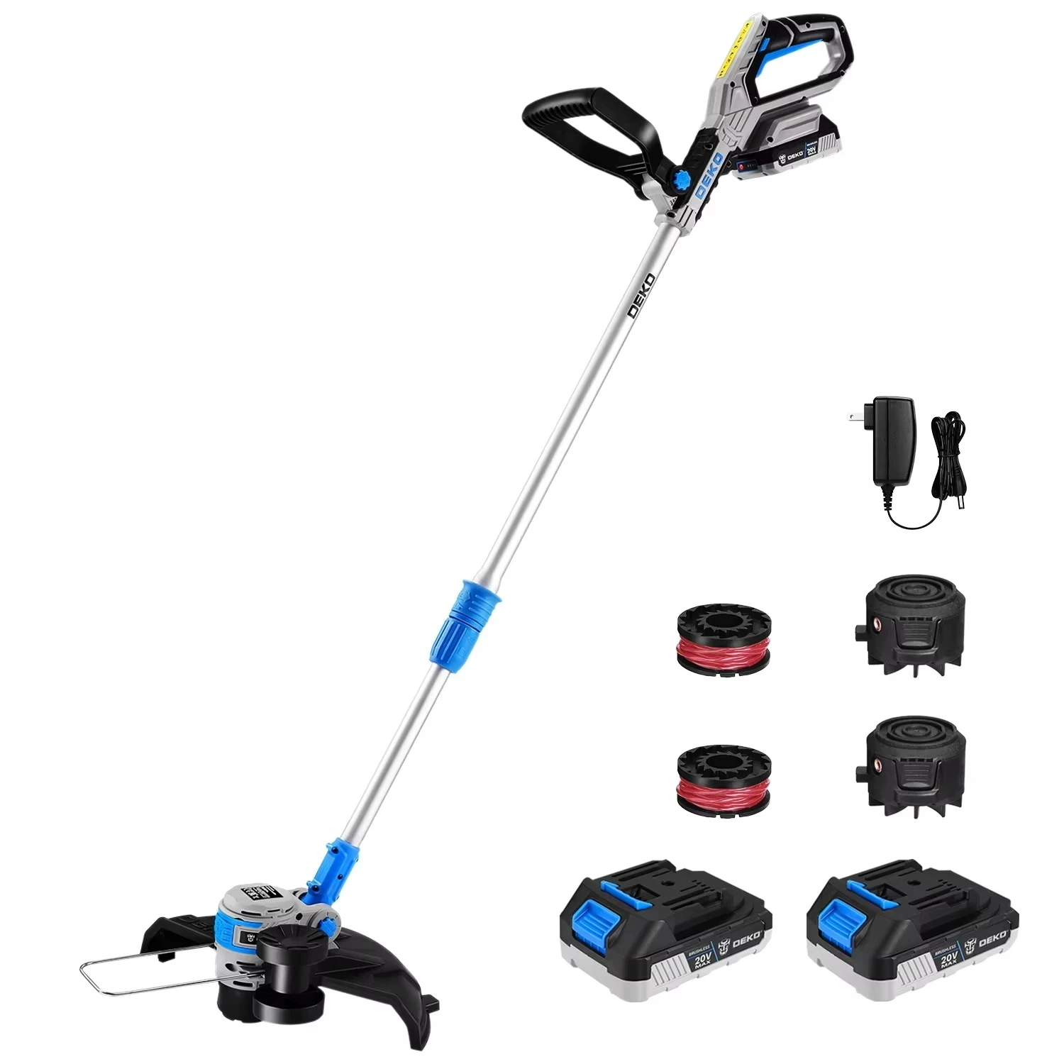2 in 1 Battery Powered Brushcutter 20V 30 cm With 2 Batteries For Lawns Gardens Meadows DEKOPRO