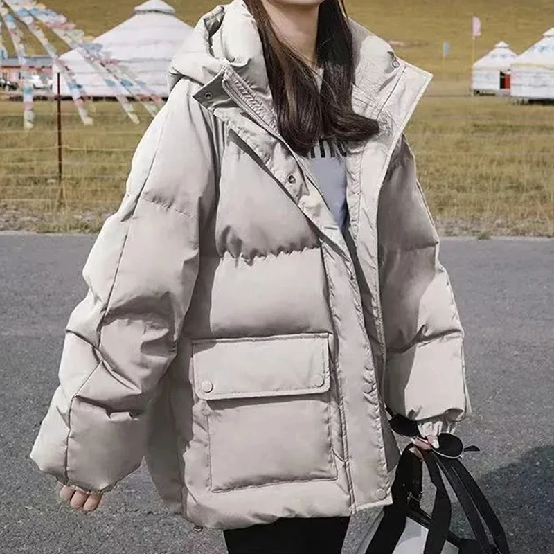 

Long Sleeve Down Jacket Women Casual Streetwear Coats Winter Coat Korean Loose Oversized Cotton Jacket female Clothes 2023 New