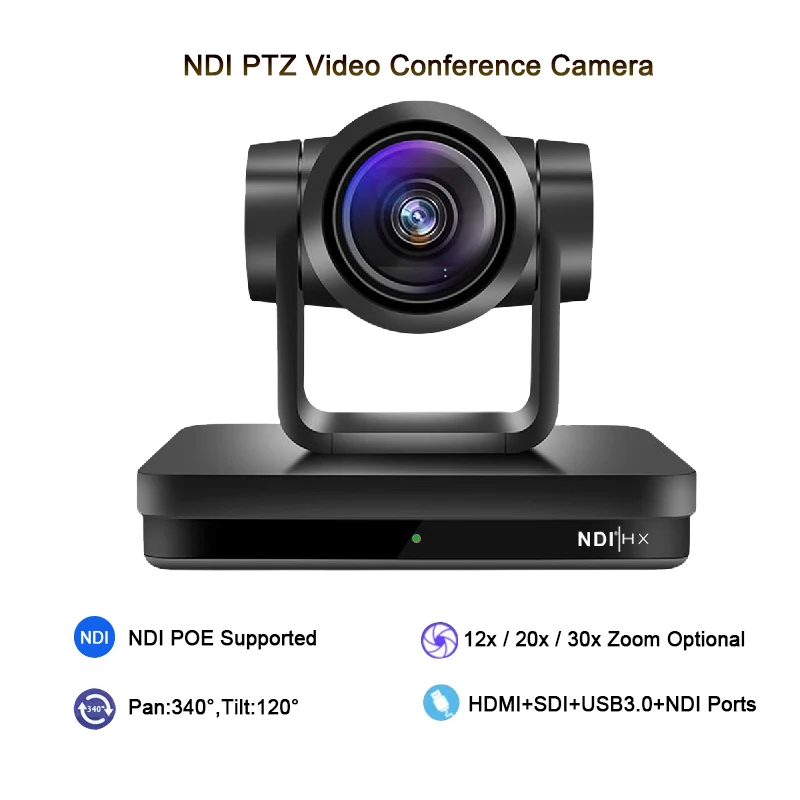

NDI PTZ 1080P 60Fps 12X 20X Optical Zoom With HDMI,3G-SDI,USB3.0,IP Live Streaming Broadcast Camera For Education Events