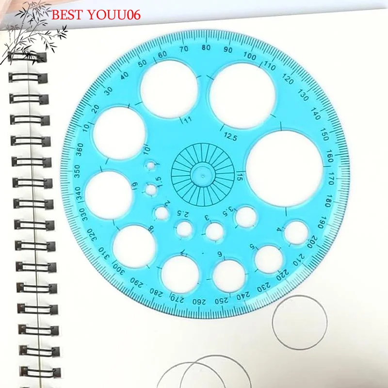 (YOUU06)1/2Pc 원형 그리기 도형 기하학적 그리기 스텐실 도구 다기능 템플릿 플라스틱 측정 자