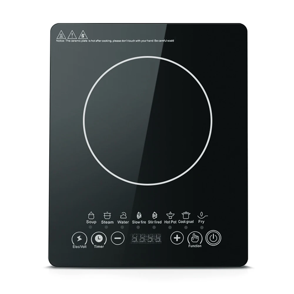 Panela elétrica de indução magnética, doméstica, à prova d'água, pequena panela quente, fogão de aquecimento, touchpad, cronometragem, prato de fritar, forno de cozinha 7