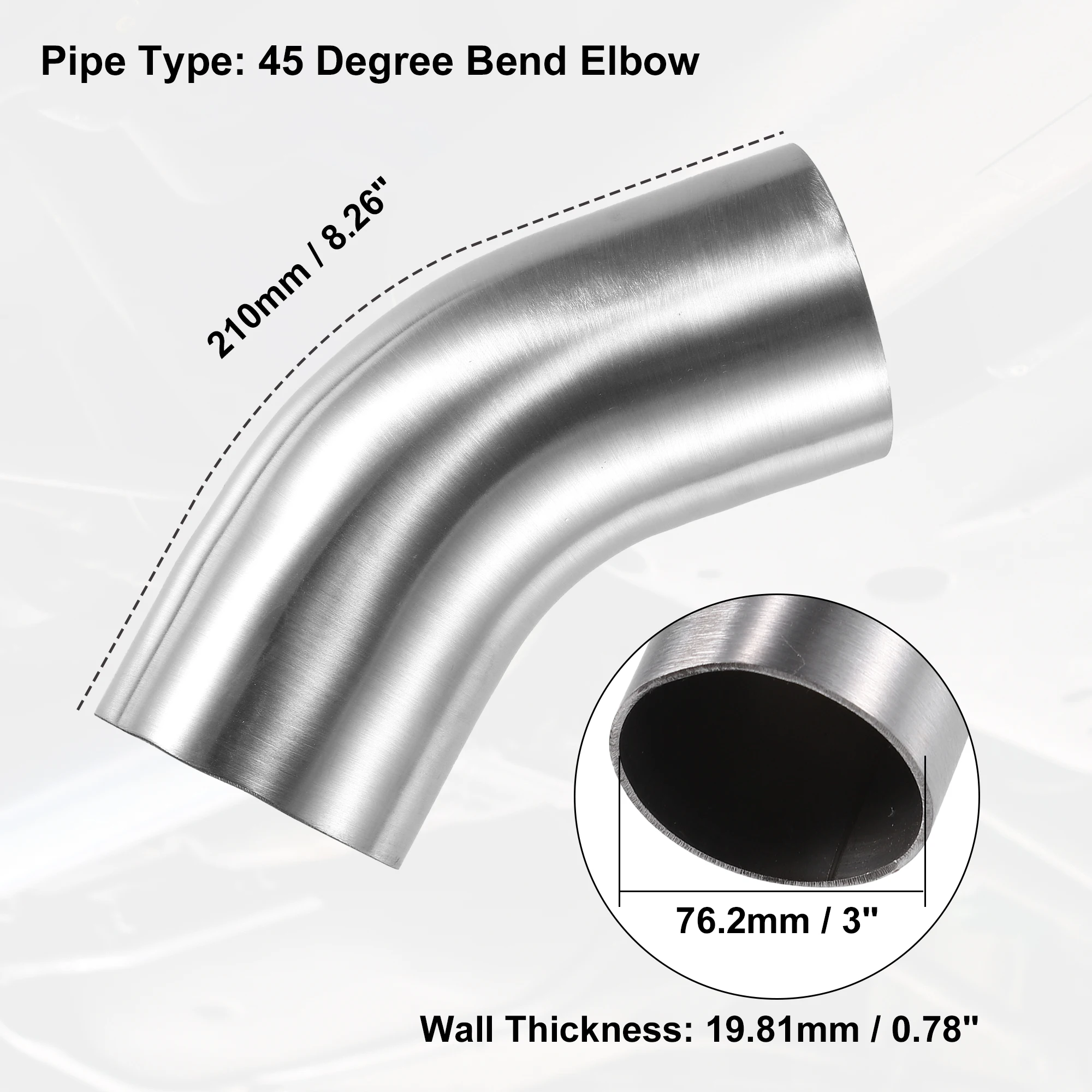 thumbnail image 2 of Stainless Steel Bend 2 Inch 90 Degree Stainless Steel Exhaust Elbow - 304 Grade Mandrel Bend For Custom Exhaust Systems Exhaust Modification 2 of 13