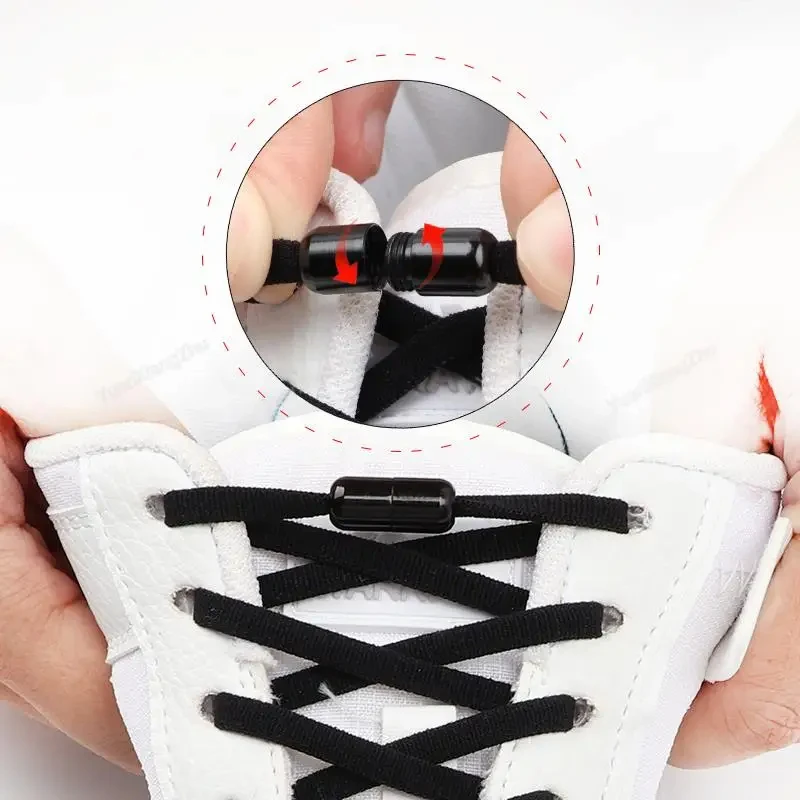 No Tie Shoelaces Semicircle Elastic Shoe Laces For Kids and Adult Sneakers Shoelace Quick Lazy Metal Lock Laces Shoe Strings