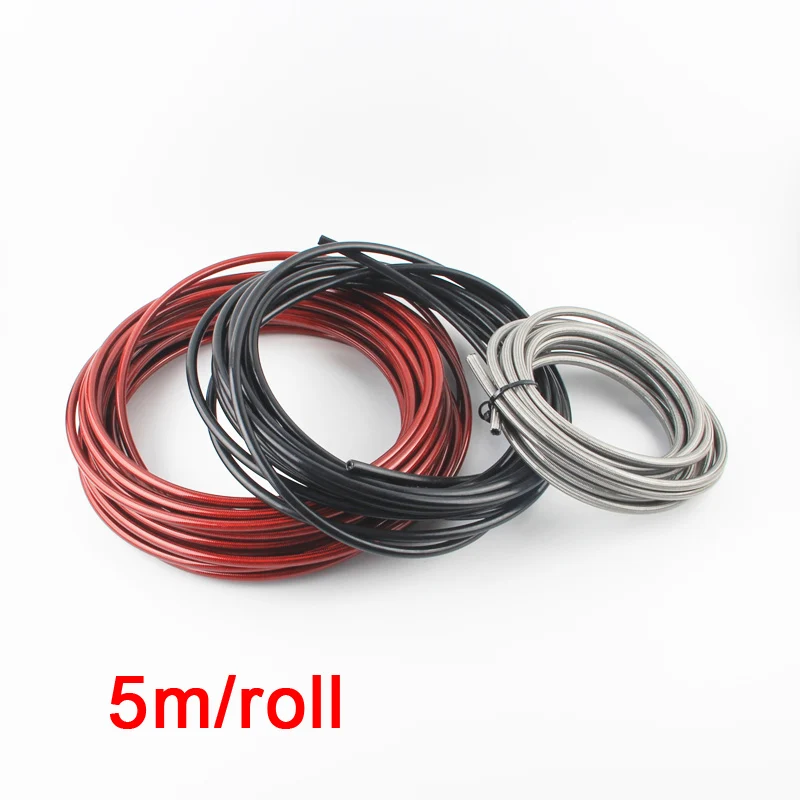 Motorcycle AN3 5m/lot braided Stainless Steel PTFE brake line hose FLUID HYDRAULIC hose PTFE brake line Gas Oil Fuel tube pipe brake pipe hose fuel gas line hose motorcycle brake hose