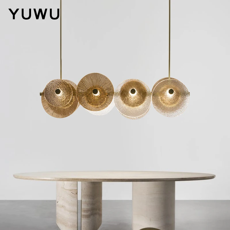 

Modern minimalist light luxury personality creative glass restaurant chandelier designer bar living room model room art lamps