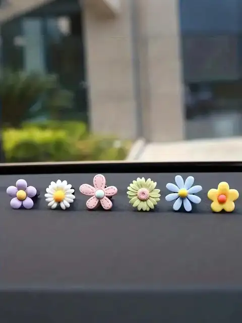 6 Pcs Daisy Car Air Vent Clips, Cute Flower Decor for Auto AC Vents, Spring Summer Style, Decor Only, Unscented 2