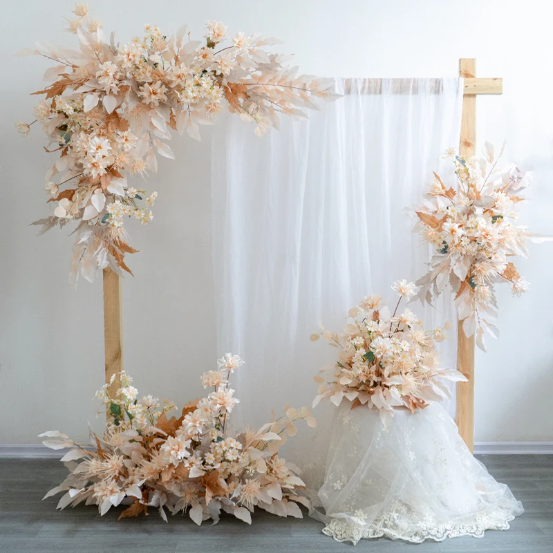 

champagne wedding simulation suit, floral art, small fresh silk flowers, artificial flowers, guide flowers,