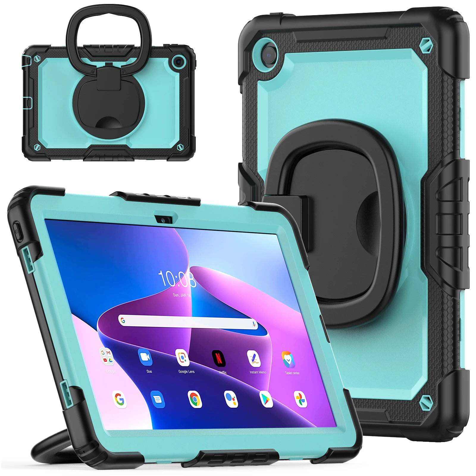 Durable Armor Tablet Case with Pull Ring Stand